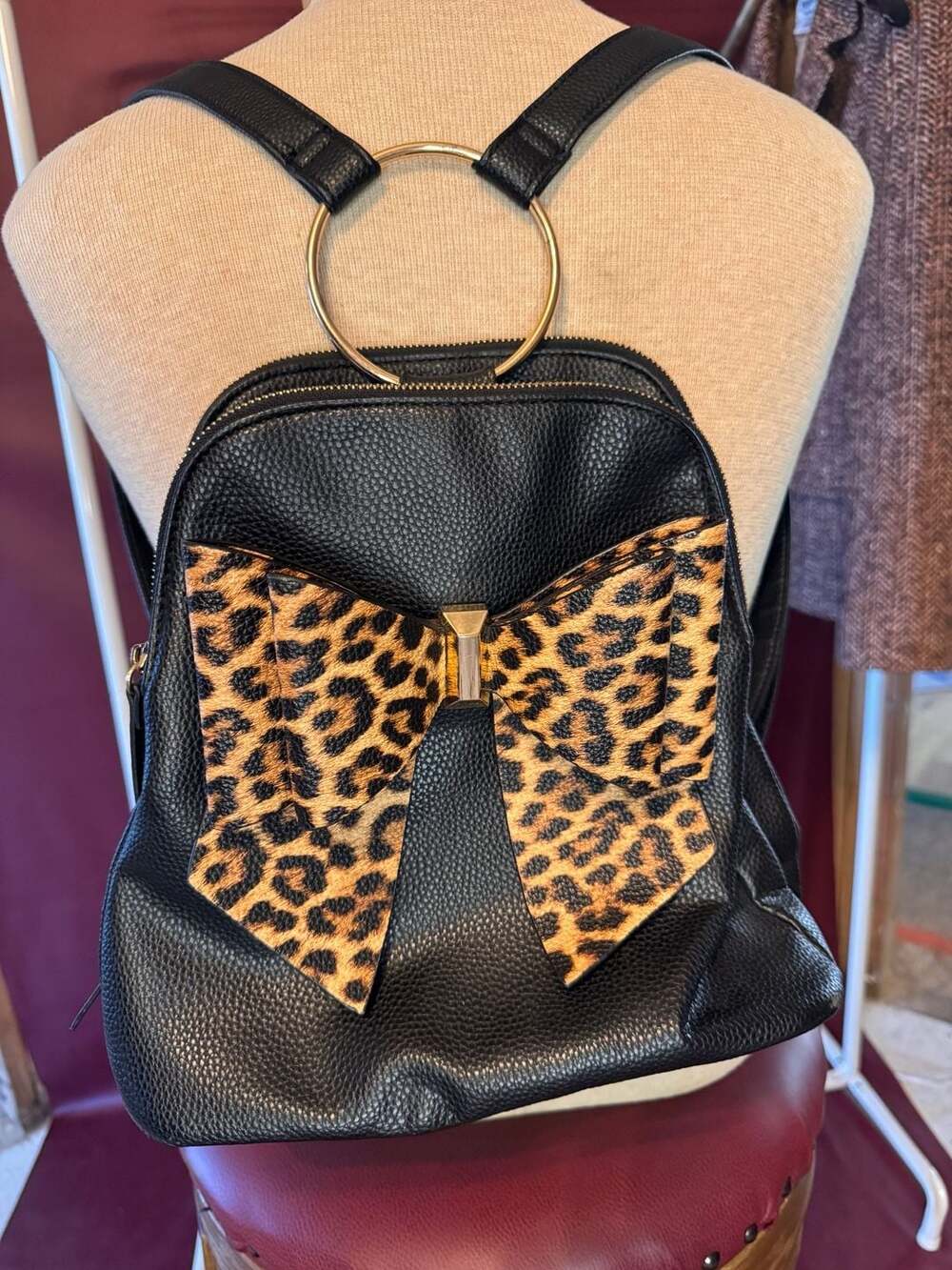 Crossi Leopard Bow-Detail Mini Backpack